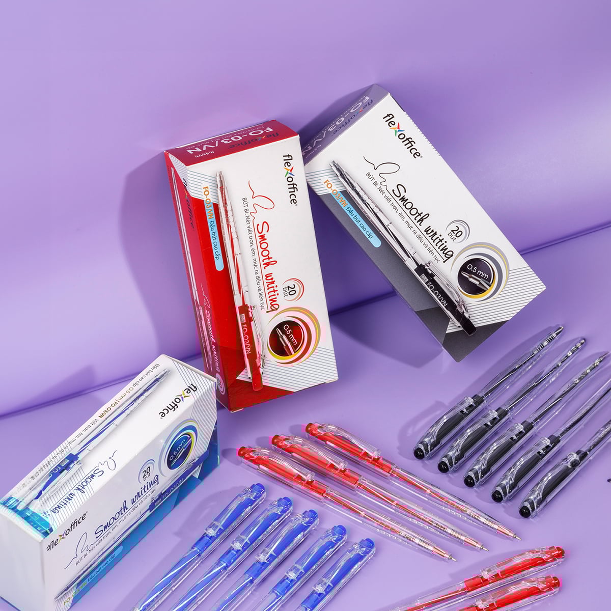 Bút Bi Thiên Long FO-03 Ngòi 0.5mm (xanh/đỏ/đen) 